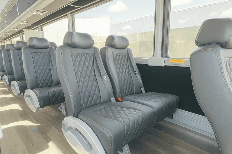 interior of Santa Clara Shuttle Bus Rentals charter bus